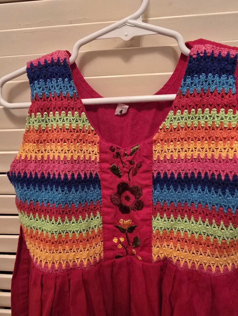Girls Red Rainbow Ribbon Dress - Picture 3 of 4